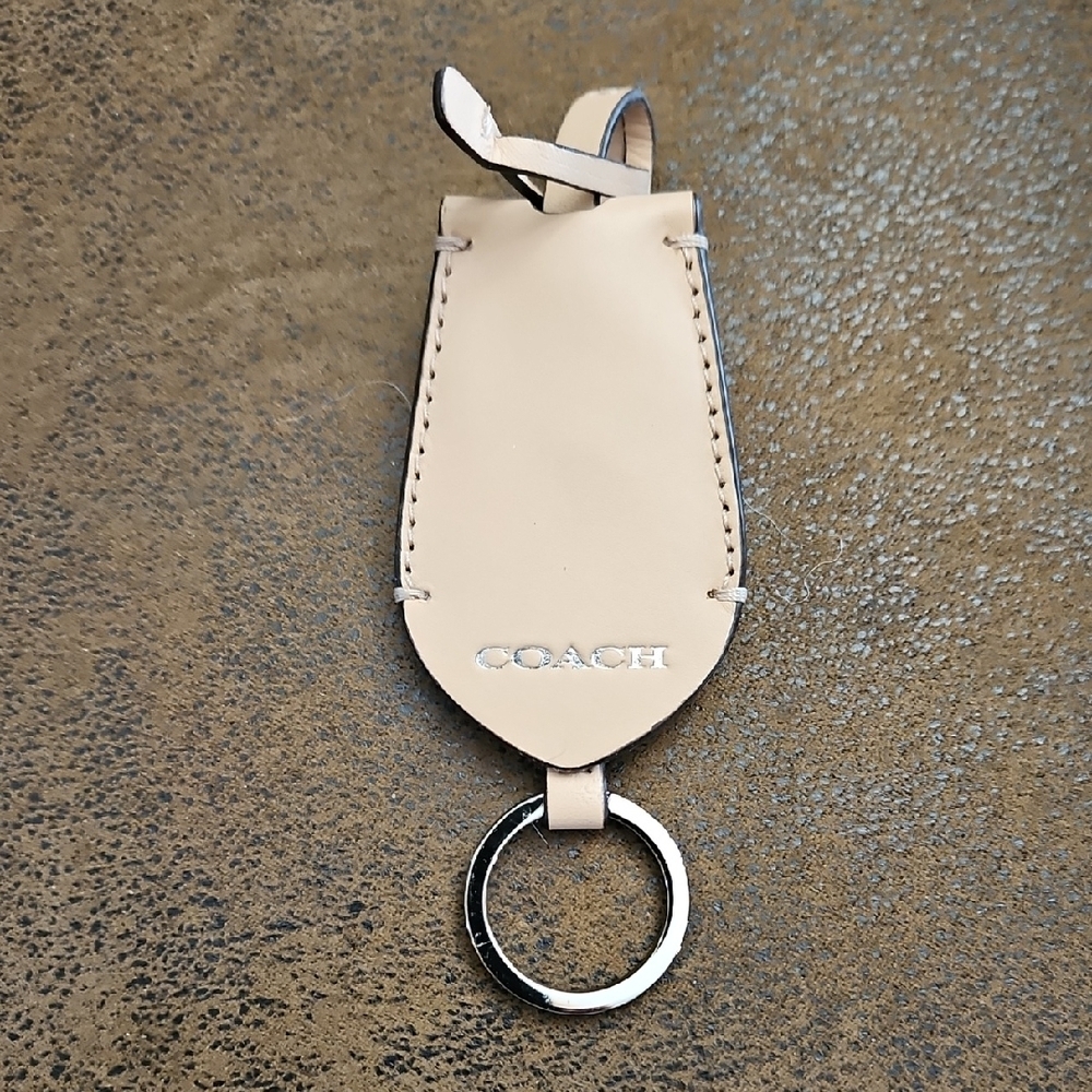Coach Cream Leather Keychain - Picture 1 of 5